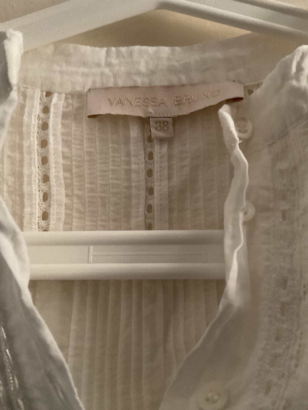 Vanessa Bruno off white sheer cotton blouse, size 38